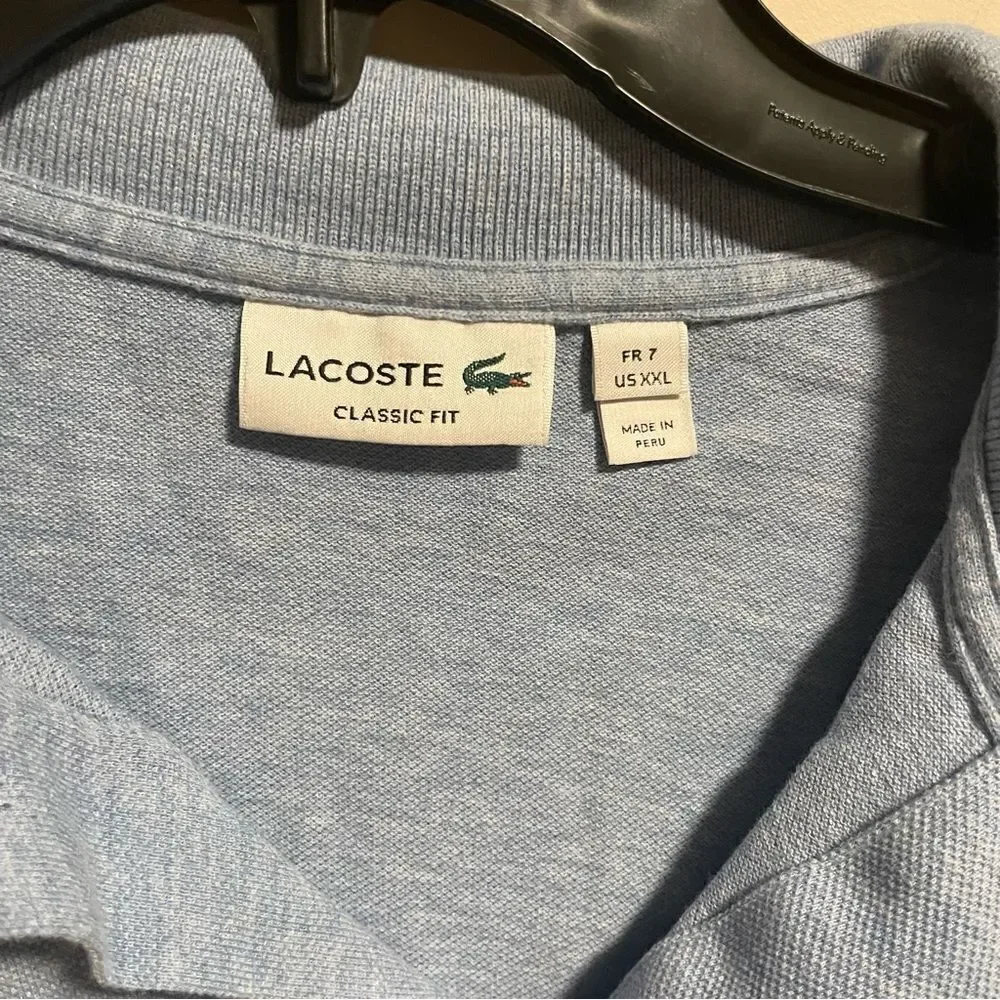Lacoste Men’s Classic Fit Polo, Light Blue- Size 7 (XXL)